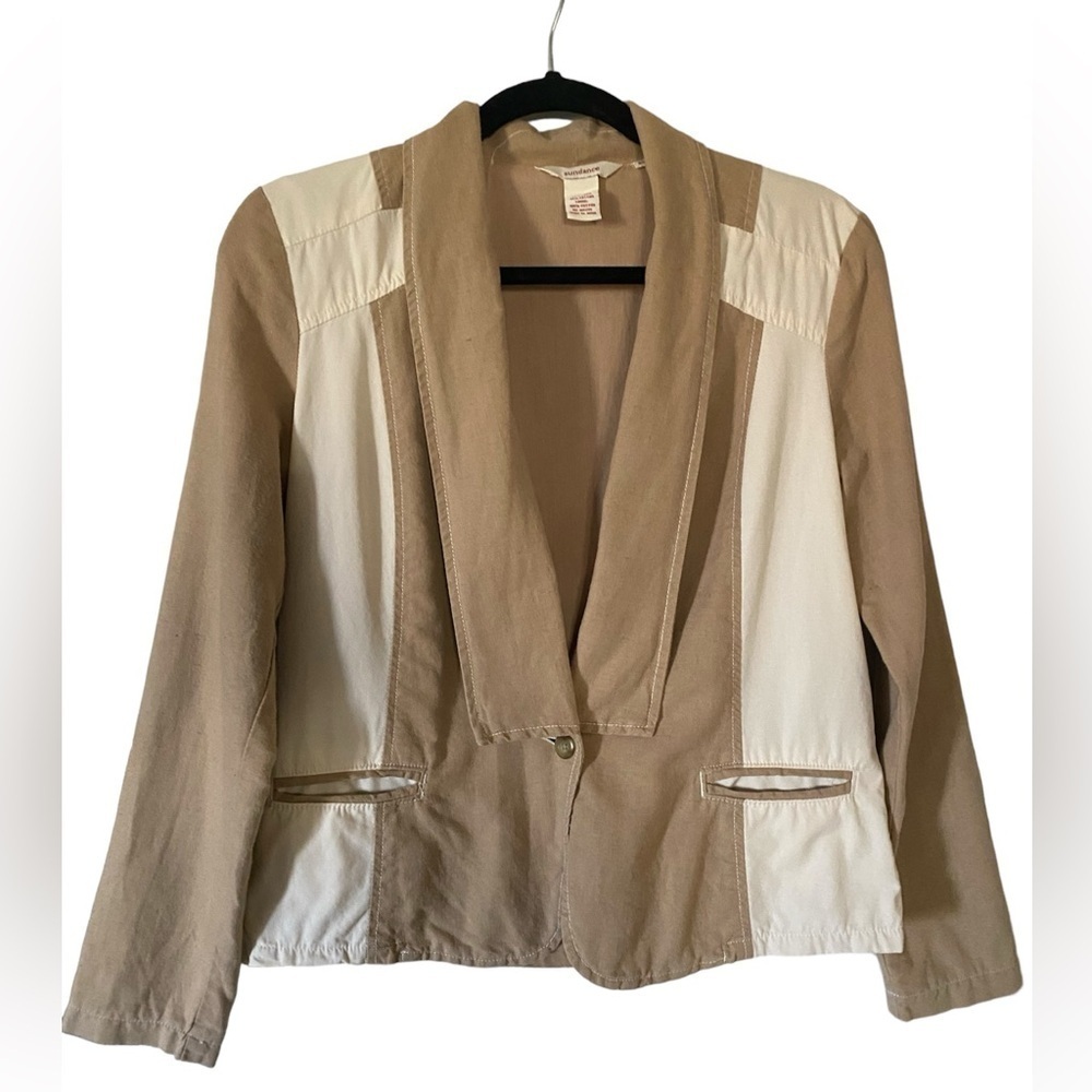 Sundance Linen Cotton Blend Colorblock Blazer Fall Barnjacket Women’s Size Xs